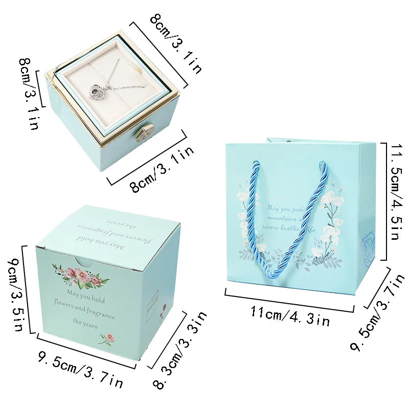 1PC Rotating Eternal Rose Flower Jewelry Box