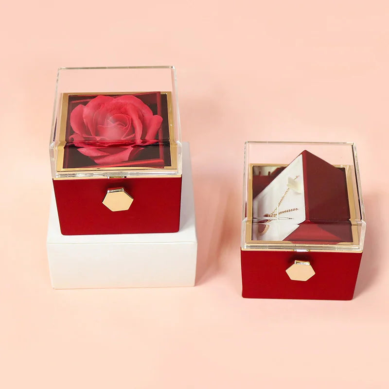 1PC Rotating Eternal Rose Flower Jewelry Box