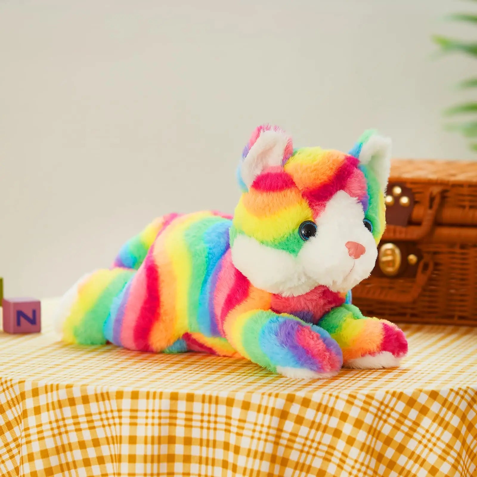 Rainbow Cat Plush Toys with LED Light Luminous Musical