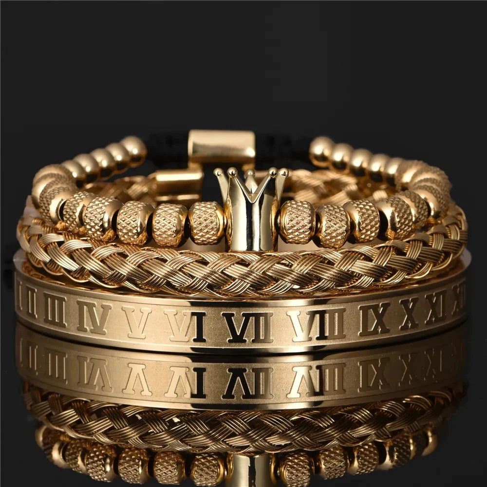 Luxury Roman Royal Crown Charm Bracelet