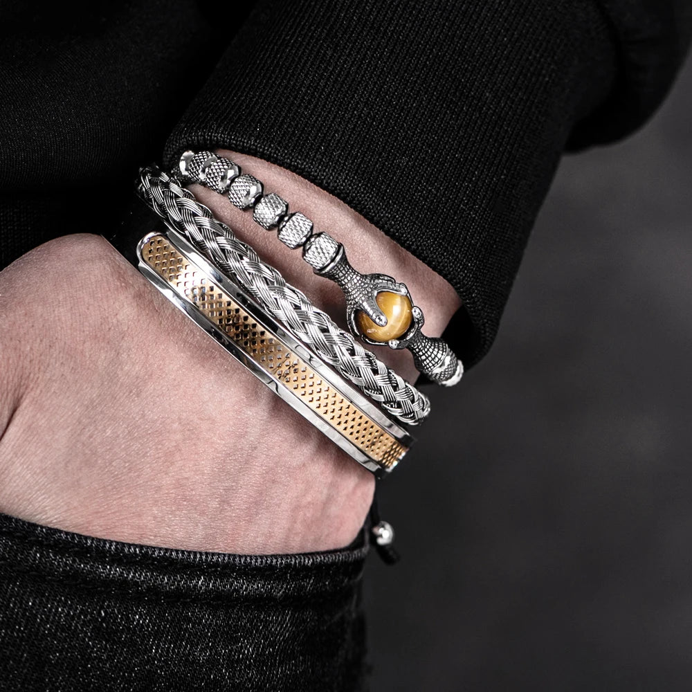 Luxury Set Men Bracelet Stainless Steel Handmade